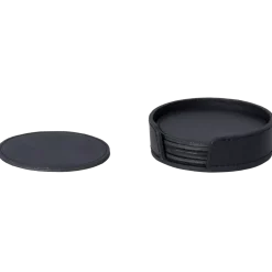 4bK Glasunderlägg Skinn 6-pack, Runda