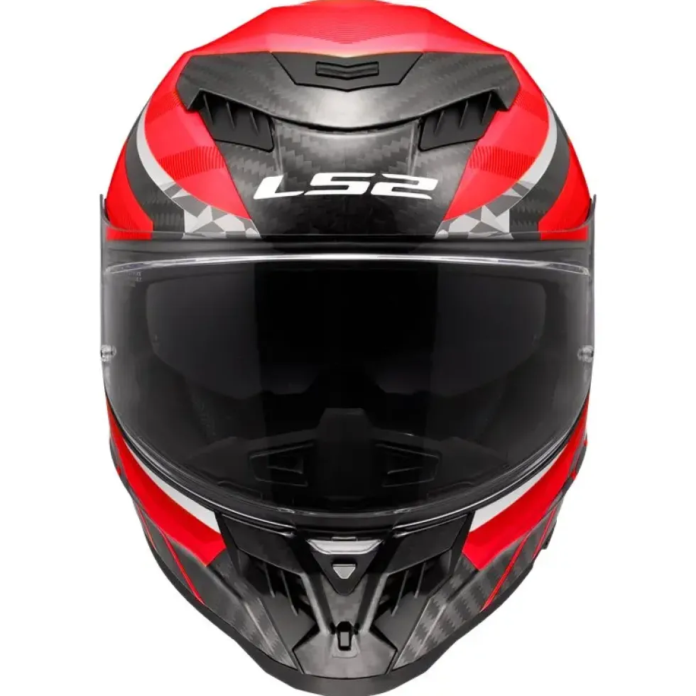 Hjälm Ls2 Ff807 Dragon Carbon Trax Röd/Vit